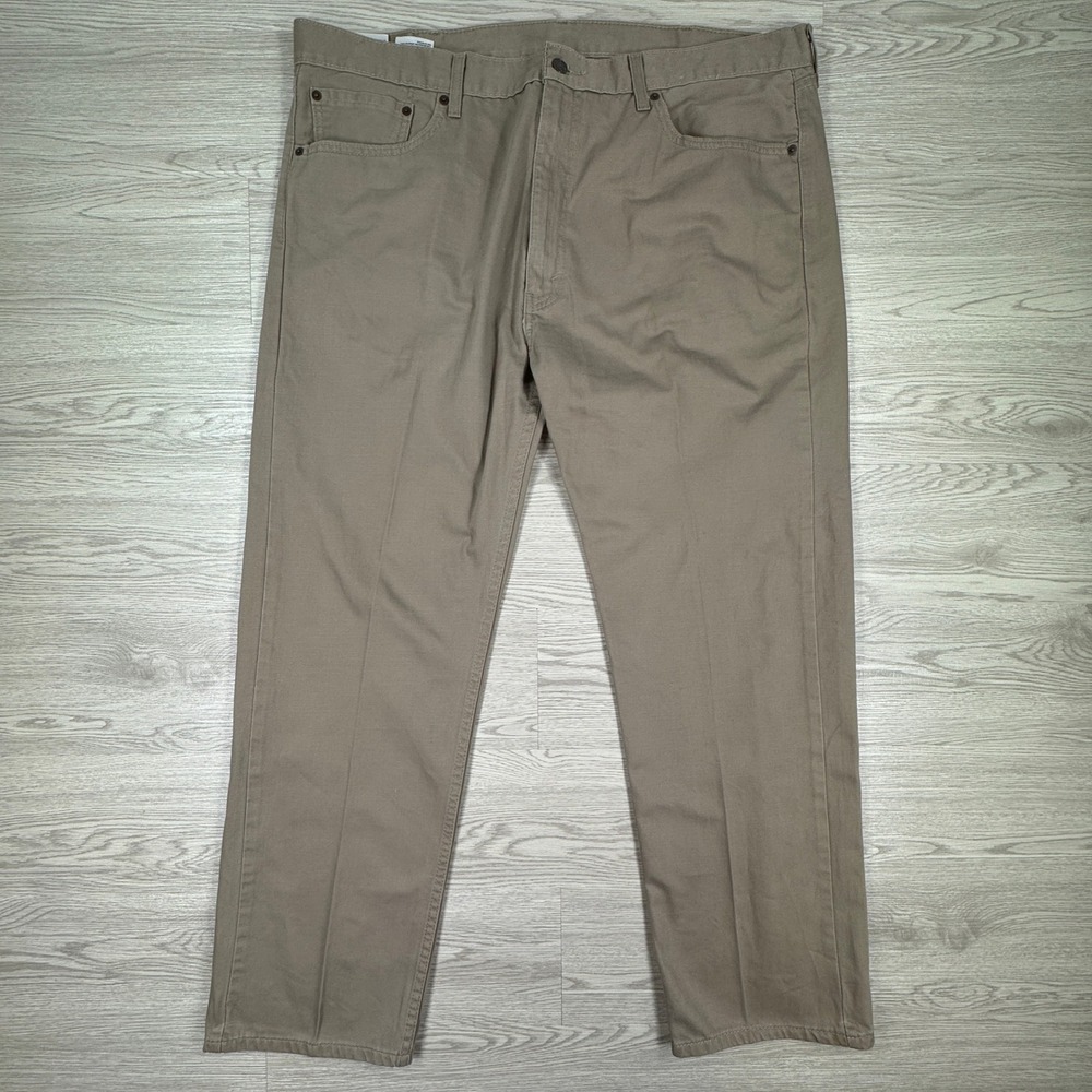 Levi's Men's Pants 505 Regular Fit Khaki Tan 42x30 Straight Leg Cotton Denim